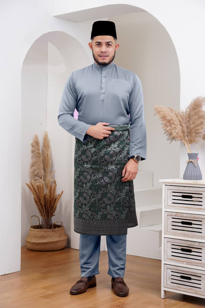 BAJU MELAYU HAZZIM (GREY) – Custom Printing