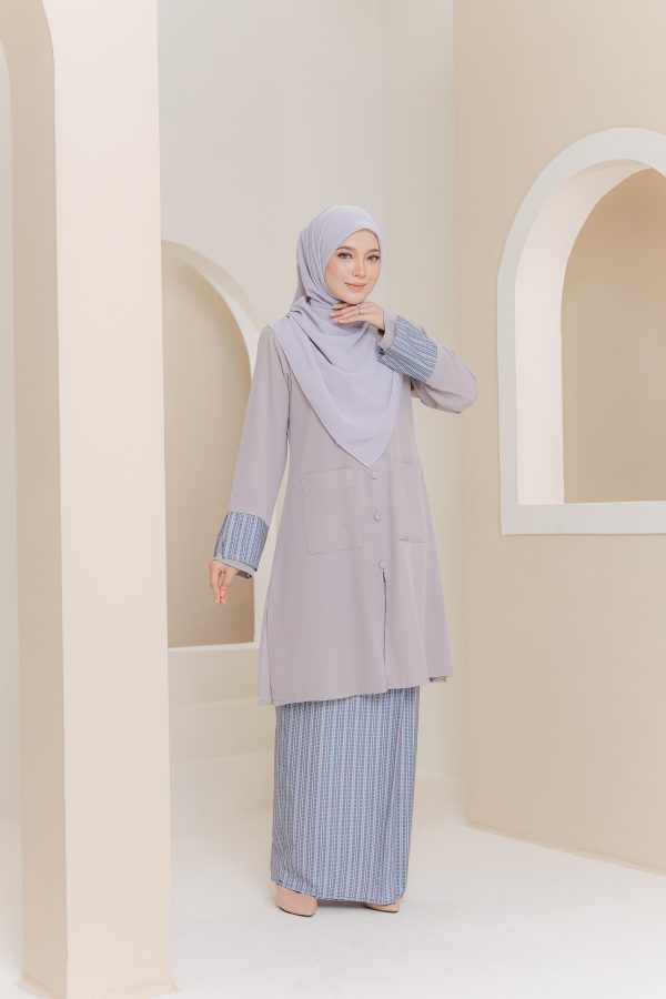 BAJU KURUNG JASMINE SILVER GREY 2XL